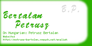 bertalan petrusz business card